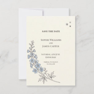 Blue Wildflower Botanical Wedding Save The Date