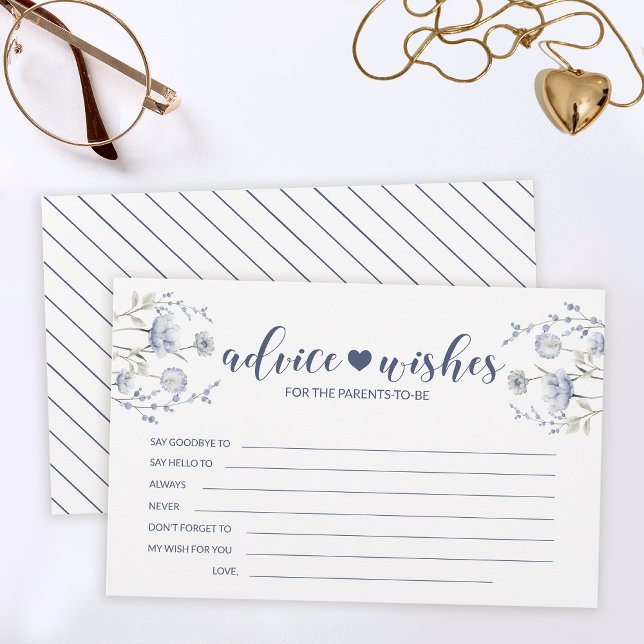 Blue wildflower boy baby shower advice wishes card (Creator Uploaded)