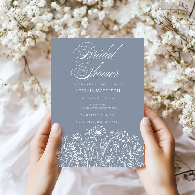 Blue Wildflower Bridal Shower Invitation (Creator Uploaded)