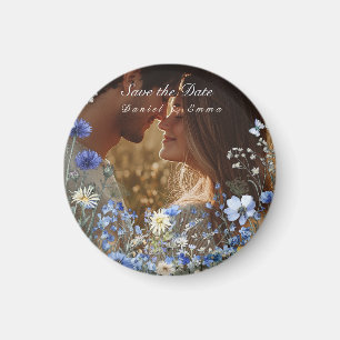 Blue Wildflower Cornflower Photo Save The Date Magnet