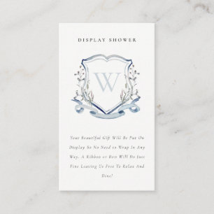Blue Wildflower Crest Display Shower Baby Shower Enclosure Card