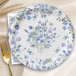 Blue Wildflower Delicate Watercolor Floral Pattern Paper Plate<br><div class="desc">Blue Wildflower pretty patterned paper plates with modern handwritten script and a delicate floral border and bouquets of pretty blue wild flowers. This feminine watercolor floral design is perfect for blue bridal showers, wildflower bridal showers, floral, spring and summer wedding showers. For co-ordinating invitations, stationery and day-of-event decor, please browse...</div>