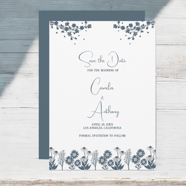 Blue Wildflower Floral Boho Wedding Invitation (Creator Uploaded)