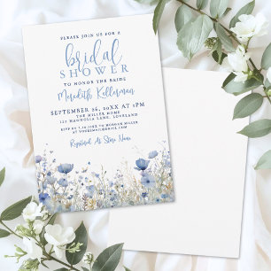 Blue Wildflower Floral Bridal Shower Invitation