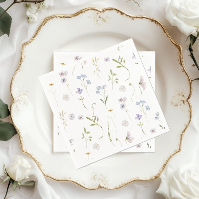 Blue Wildflower Floral elegant Baby Boy shower Napkin (Creator Uploaded)