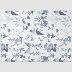 Blue Wildflower Floral Meadow Vertical Decoupage Tissue Paper