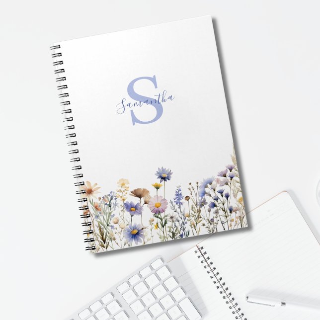 Blue Wildflower Floral Personalised Notebook (Creator Uploaded)