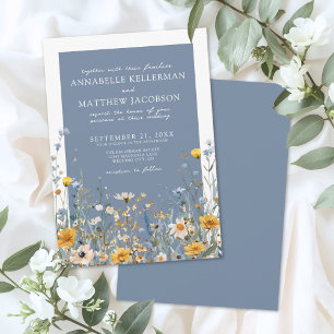Blue Wildflower Floral Wedding Invitation