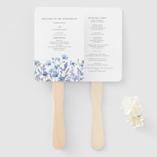Blue Wildflower Floral Wedding Program  Hand Fan