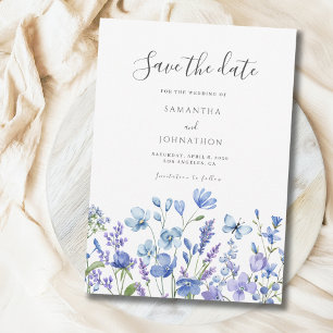 Blue Wildflower Floral Wedding  Save The Date