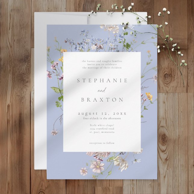 Blue Wildflower Garden Elegant Wedding Invitation (Blue Wildflower Garden Elegant Wedding Invitation)