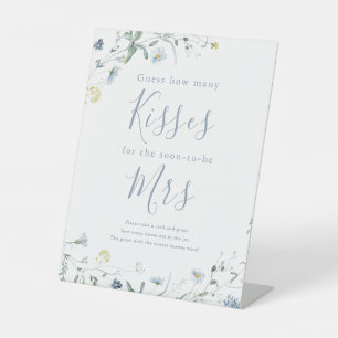 Blue Wildflower guess how many kisses game sign