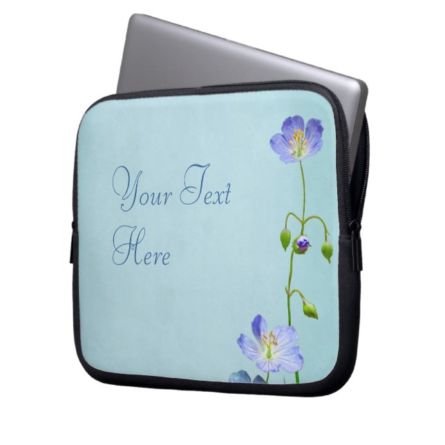 Blue Wildflower Laptop Sleeve (Front Left)