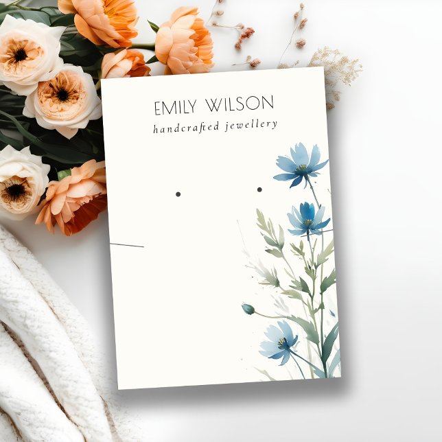 Blue Wildflower Necklace Earring Jewellery Display Business Card (Creator Uploaded)
