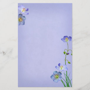 Blue Wildflower on Blue Wedding Stationery
