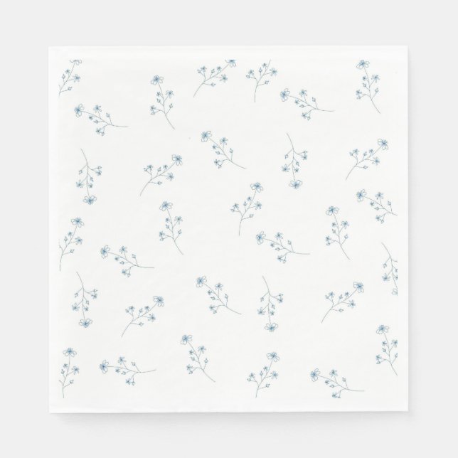 Blue Wildflower Pattern Napkin (Front)