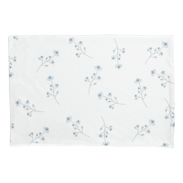 Blue Wildflower Pattern Pillowcase (Front)