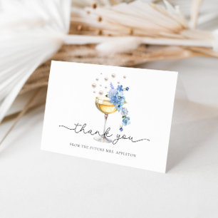 Blue Wildflower Pearls & Prosecco Bridal Shower Thank You Card