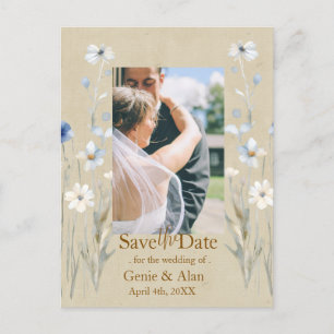 Blue Wildflower  Save the Date Photo Postcard