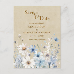 Blue Wildflower Save the Date Postcard