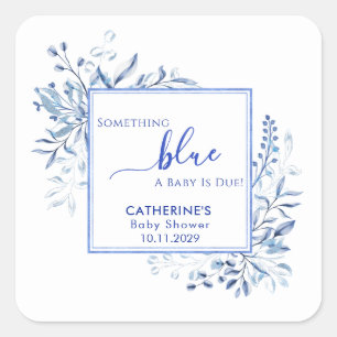 Blue Wildflower Something Blue Baby Shower Square Sticker