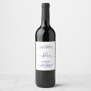 Blue Wildflower Something Blue Baby Shower Wine Label