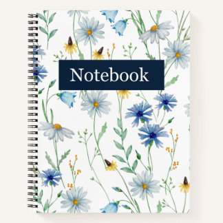 Blue Wildflower Spiral Notebook 🌸
