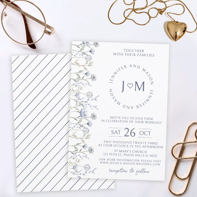 Blue wildflower tiny flowers wedding invitation (Creator Uploaded)