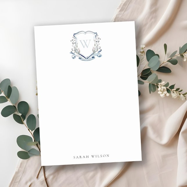 Blue Wildflower Watercolor Crest Bridal Shower Card (Creator Uploaded)