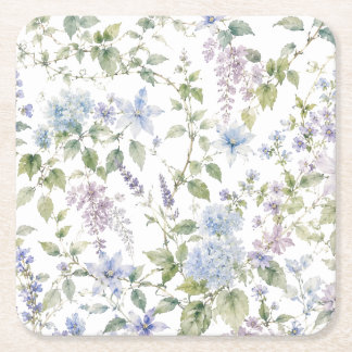 Blue Wildflower Watercolor Paper Coaster