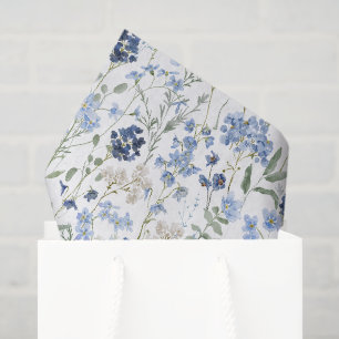 Blue Wildflower Watercolor Tissue Paper