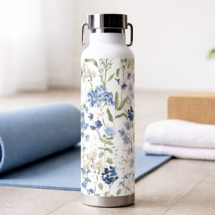Blue Wildflower Watercolor Water Bottle