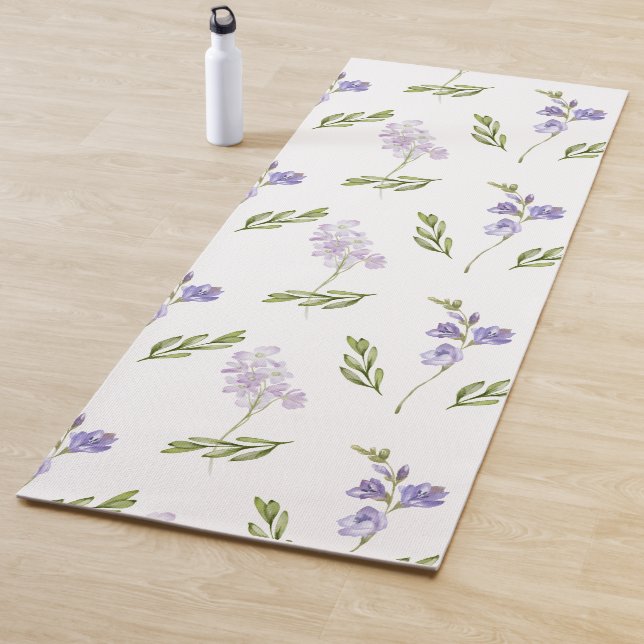 Blue Wildflower Watercolor  Yoga Mat (In Situ)