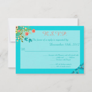 Blue Wildflower Wedding 3.5x5 R.S.V.P. Reply Card
