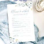 Blue Wildflower wedding advice & wishes card<br><div class="desc">These advice & wishes cards are sweet keepsakes for the bride and couple, features elegant delicate watercolor wildflower and stylish modern script, Pastel palettes of soft yellow, off white, sage green, dusty blue, and botanical greenery, simple and romantic. great for rustic country party, modern boho bridal shower, botanical garden wedding...</div>