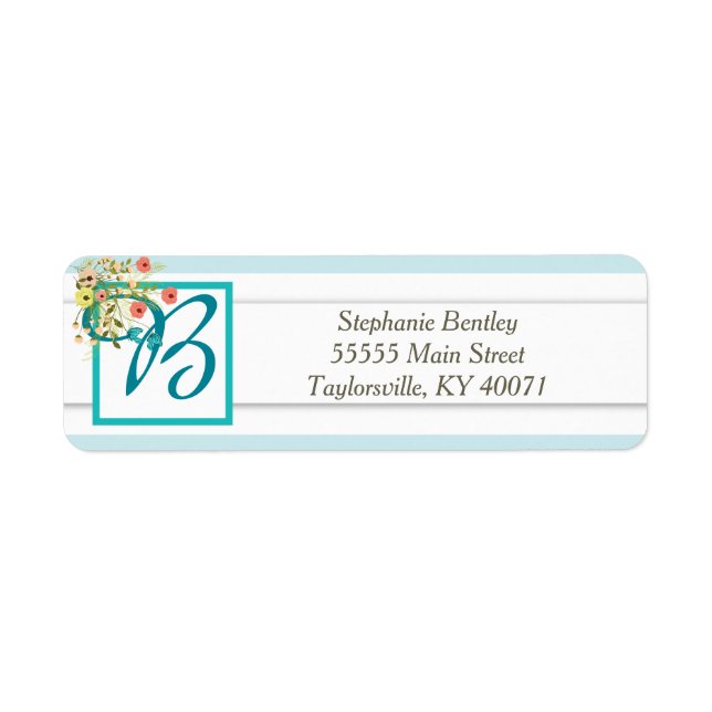 Blue Wildflower Wedding Return Address Label (Front)