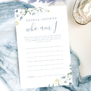 Blue Wildflower who am I bridal shower game