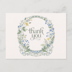 Blue Wildflower Wreath Elegant Botanical Postcard