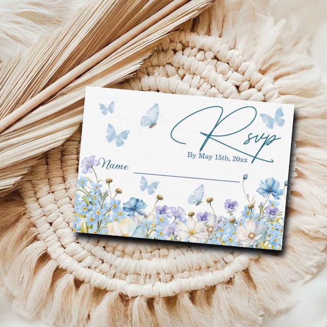 Blue Wildflowers Bridal Shower RSVP Card (Creator Uploaded)
