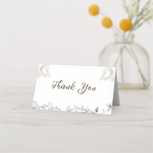 Blue Wildflowers Coquette Bow Thank You card