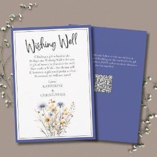 Blue Wildflowers Elegant Wedding Wishing Well Enclosure Card