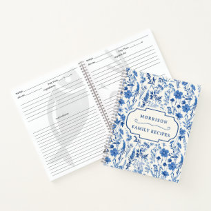 Blue Wildflowers Family Recipes Cookbook Notebook