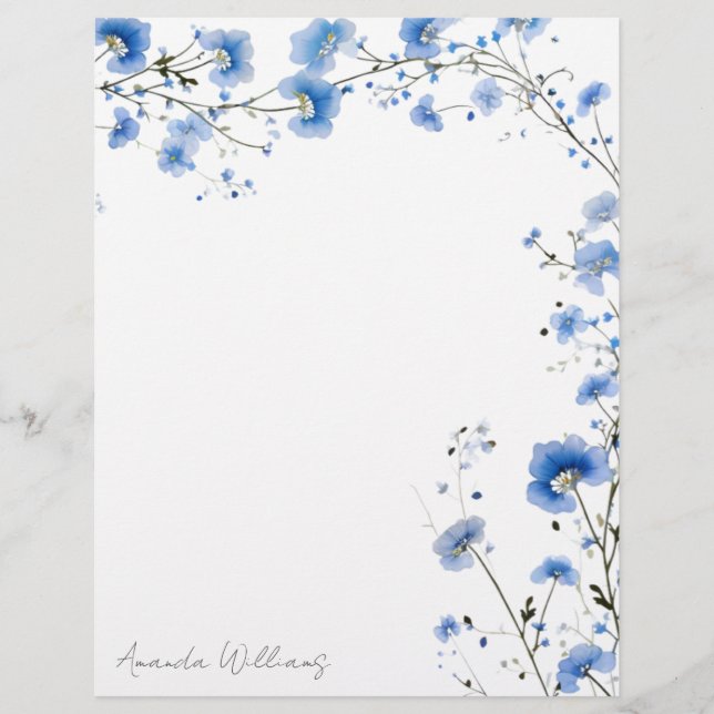 Blue Wildflowers Floral Letterhead (Front)