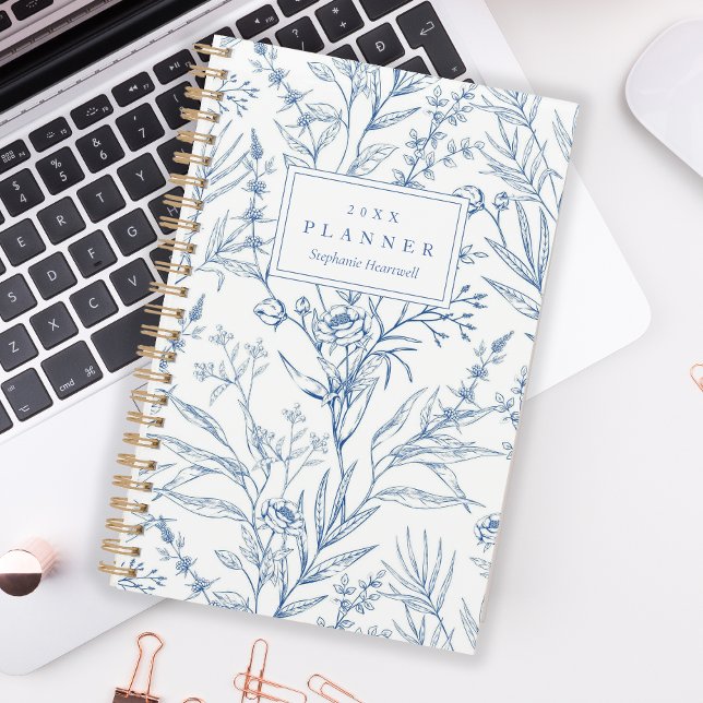 Blue Wildflowers Floral Pattern Monogram 2026 Planner (Creator Uploaded)