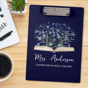 Blue Wildflowers Grow From Book Teacher Clipboard