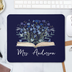 Blue Wildflowers Grow From Book Teacher Mouse Pad