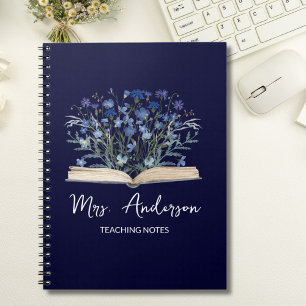 Blue Wildflowers Grow From Book Teacher Notebook