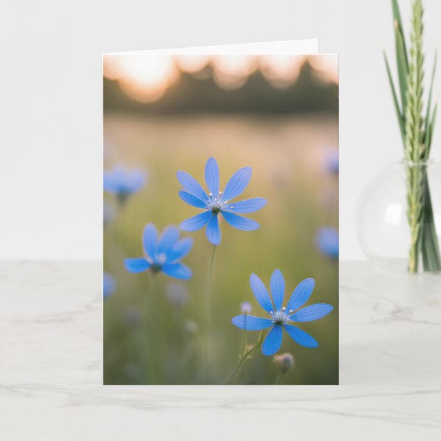 Blue Wildflowers In Field for Sympathy Card (Front)