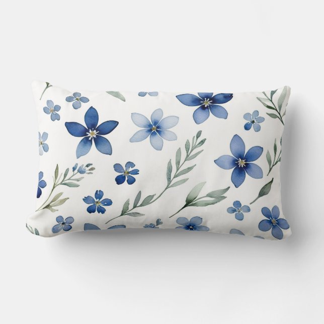 Blue Wildflowers Lumbar Cushion (Front)
