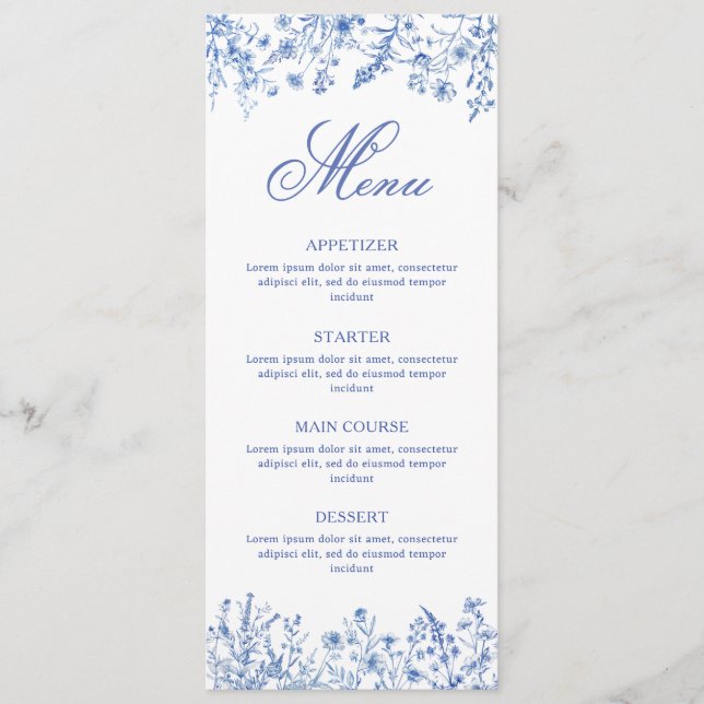 Blue Wildflowers Menu (Front)